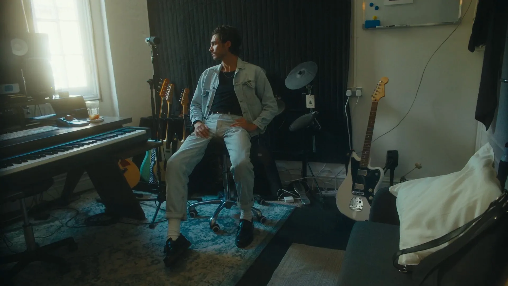 Musician in studio for Dr Martens